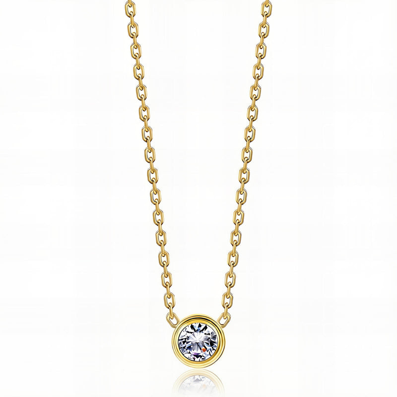 18K Gold CZ Pendant Necklace